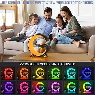 Produktbild von Novzep Tischlampe, LED, dimmbar, Bluetooth, App-Steuerung, QI, Sonnenaufgangs-Wecker, 15W, Schwarz