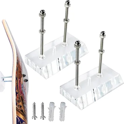Obrázok produktu pre Držiaky na skateboard na stenu – sada 2 kusov, priehľadné