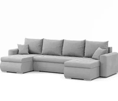 Zdjęcie produktu dla Narożnik Luis, narożnik U-kształt, sofa, kanapa, z funkcją spania, pojemnik na pościel, dekoracyjne pikowanie, meble tapicerowane, Storm 85, szary