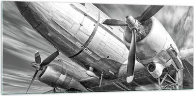 Produktbild von Bilder auf glas - Einteilig - Flugzeug Retro Flugzeug - 120x50cm - Glasbilder - Wandbilder - Bilder - zum Aufhängen bereit - Wanddekoration aus Glas - Glas Bilder - Wandbild auf Glas - GAB120x50-4952