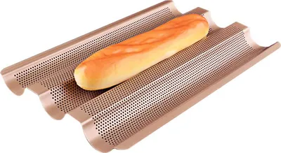Produktbild von CANDeal Französisch Brot-Backen-Form Brot Welle Backblech Kuchen Baguette-Form Pfannen 3 Groove Brot Backen-Werkzeuge