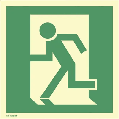 Produktbild von Dreifke® Aufkleber Notausgang/Rettungsweg links, Folie, langnachleuchtend, 16...