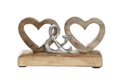 Produktbild von Dekofigur Indoor - Gilde 2 Herzen aus Mangoholz - Skulptur Art deco Liebe