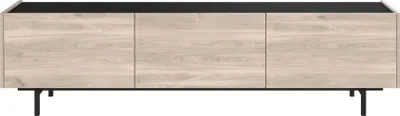 Produktbild von Lowboard >CANTORIA< 3 Klappen, Castello-Eiche-Nachbildung / Schwarz - 184x48x40cm (BxHxT)