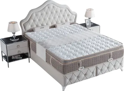 Produktbild von Resitall Polsterbett 140x200 - Farbe: Creme - Set: Bettkasten-Kopfteil - Matratze