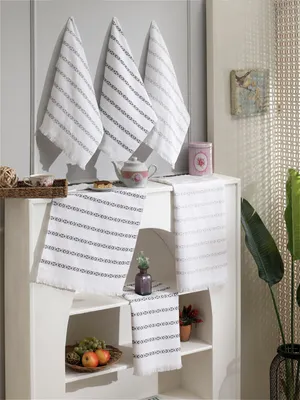 Produktbild von Hermia Concept, Mozaik, Küchenhandtuch-Set (6-teilig), 100% BAUMWOLLE, Weiß, 50 x 70 x 70 cm
