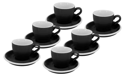 Produktbild von 6-teiliges Set - Pressotasse mit Untertasse Roma, 75 ml, schwarz