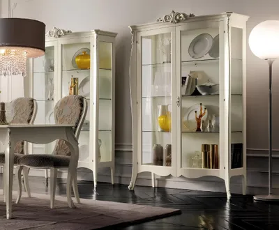 Immagine prodotto di Vitrine Massiv Holz Möbel Glas Schrank Schränke Vitrinen Wohnzimmer Anrichte