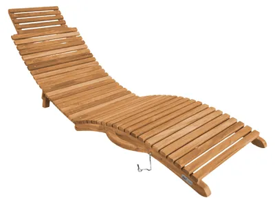 Produktbild von Klappbare Gartenliege aus Teakholz mit Kopfkissen, Maße: 63 x 50 x 65 cm