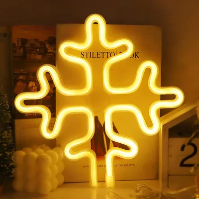 Image de Enseigne LED néon flocon de neige bleu 25 x 25,5 cm - Décoration hivernale, lampe murale - Alimentation USB et piles
