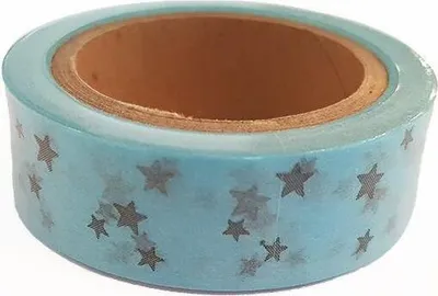 Zdjęcie produktu dla Taśma maskująca niebieska ze srebrnymi gwiazdkami 15 m x 15 mm