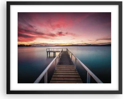 Produktbild von Gerahmtes Poster - Schwarzer Rahmen - Brücke Rosa Himmel - 50x40 cm - Wand Bild - Wanddeko - Wandbilder - Kunstposter - Wandposter - Bilderrahmen - Bilder - Kunstdruck - P2BAA50x40-4795