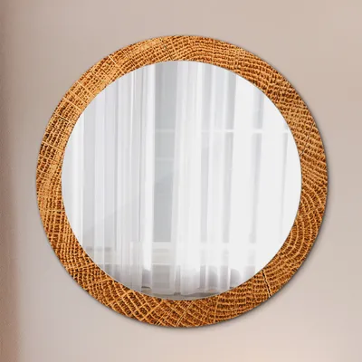 Produktbild von Dekospiegel – Hängespiegel Wandspiegel Spiegel mit Aufdruck – Spiegel – Schlafzimmer - Eiche Holz - Rund: Ø80cm