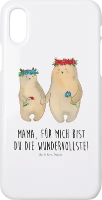 Produktbild von Mr. & Mrs. Panda Iphone 10 Handyhülle Bären mit Blumenkranz - Weiß - Geschenk, Handy, Muttertag, X, Mutter, Mama, Familie, Cover, Hülle