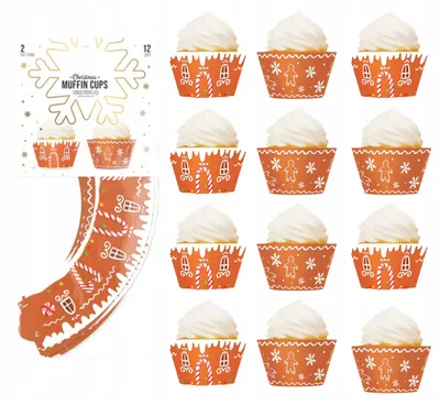 Obrázek produktu pro Elhandel, papírové formičky na muffiny, vánoční motiv, 12 kusů