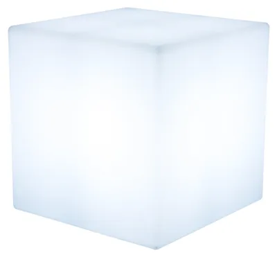 Solar-Leuchtkubus 43 cm weiß, mit Solarpanel und LED, für außen und innen
