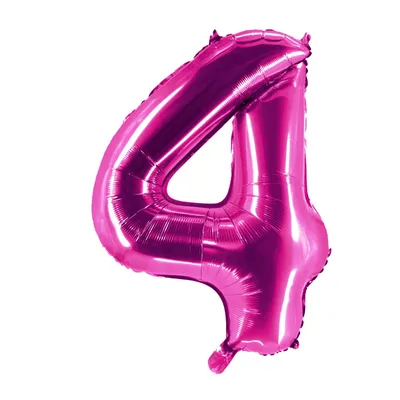 Produktbild von Party Factory XXL Folienballon Zahl 4, Luftballon 100cm, pink, Geburtstag, Abi, Jubiläum, Party Ballon, Heliumballon, Deko