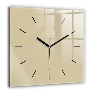 Produktbild von Wallfluent Große Wanduhr – Stilles Quarzuhrwerk - Uhr Dekoration Wohnzimmer Schlafzimmer Küche - Zifferblatt mit Striche - schwarze Zeiger - 60x60 cm - Beige