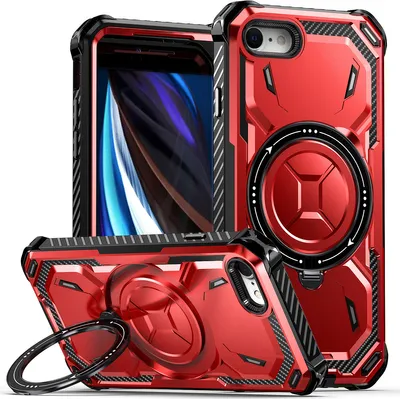 Produktbild von Schutzhülle für iPhone 8 / 7 / iPhone SE 2020/2022 Magnetisches Kickstand Hülle, Kompatibel mit Magsafe Ladegerät Rot