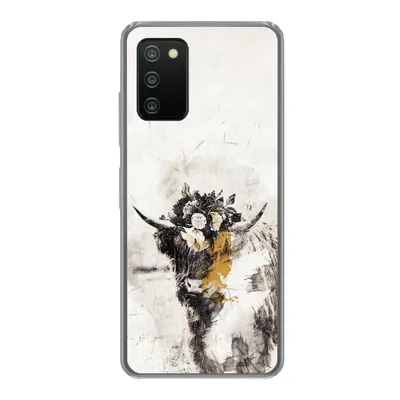Produktbild von MuchoWow® Handyhülle Schutzhülle Hülle für Samsung Galaxy A03s Schottischer Highlander - Farbe - Blumen Silikon Softcase Handy Hülle - Schutz