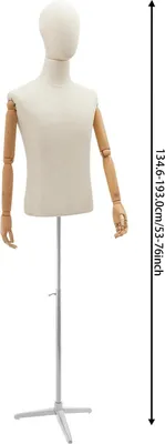 Obrázok produktu pre Pánska figurína – celé telo – výškovo nastaviteľná 134–193 cm – polohovateľná – trojnohý statív – nosnosť 7,5 kg – veľkosť M – zelená/strieborná