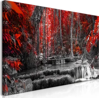 Produktbild von Wandbild Mega XXXL Landschaft 250x125 cm Einteiliger XXL-Format Kunstdruck zur Selbstmontage Leinwandbilder moderne Bilder DIY Wanddekoration Wohnung Deko Wasserfall Natur Wald c-C-0409-ak-e