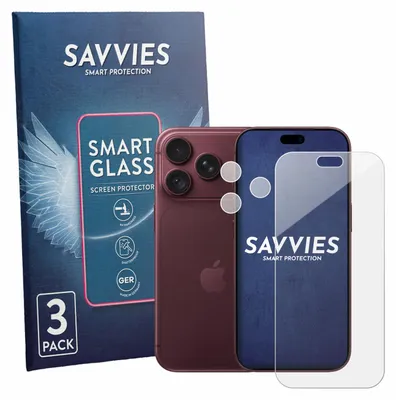 Produktbild von 3x Savvies Schutzglas Folie für Apple iPhone 18 Pro (Display+Kamera) 9H Panzer Schutzfolie Glas Displayschutz klar transparent