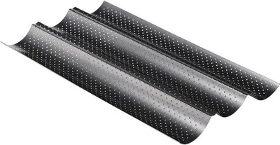 Productafbeelding van Set van 3 Baguette Bakvormen met Antiaanbaklaag voor Oven - Broodjes Bakplaat 38x24 cm