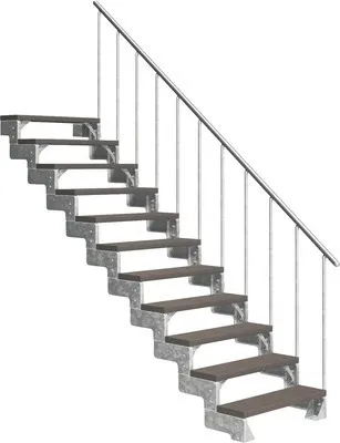 Produktbild von Aussentreppe Pertura Tallis mit Geländer 11 Steigungen 80 cm dunkelbraun