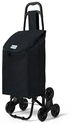 Obrázek produktu pro VOUNOT® Nákupní vozík s funkcí pro překonávání schodů, tříkolový nákupní vozík s opěrkou, voděodolný, 32 l, černý