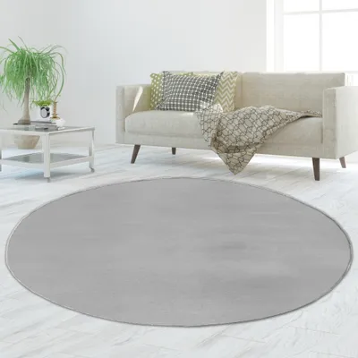 Produktbild von Klassischer weicher Teppich waschbar in grau Größe - 117 cm Rund