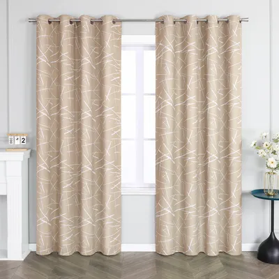 Produktbild von Joyswahl Verdunkelungsvorhänge Blickdicht Gardinen mit Ösen Modern Thermovorhang Ösenschal Wohnzimmer Schlafzimmer Sand HxB 145x135cm 1 Stück