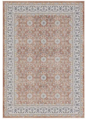 Immagine prodotto di Tappeto vintage in stile orientale, pelo corto, ideale per soggiorno, camera da letto o cameretta, colore terracotta, forma rettangolare, dimensioni 140x200 cm