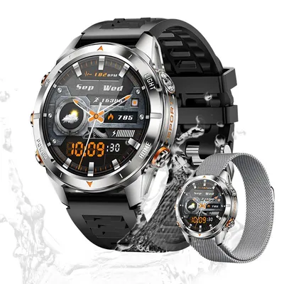 Fur Herren's Telefonfunktion IPX8-3ATM Wasserdicht Fitness-Tracker Stilvolle Fitnessuhr mit Herzfrequenz, Schlafanalyse & Musiksteuerung