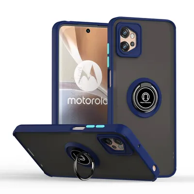 Obrázek produktu pro Pouzdro pro Motorola Moto G32 matné průsvitné TPU pouzdro s prstencovým držákem a stojánkem Tmavě modrá