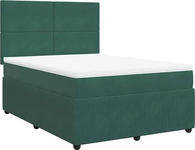 Produktbild von vidaXL Boxspringbett mit Matratze Dunkelgrün 160x200 cm Samt