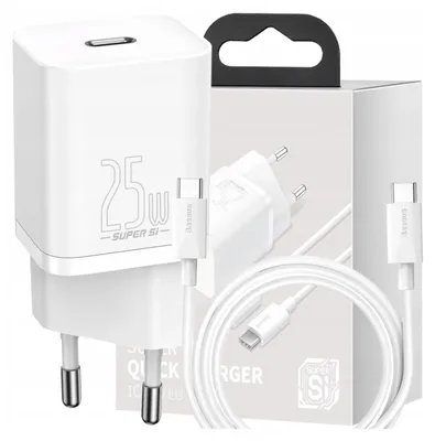 Immagine prodotto di Baseus Super Si Quick Charger 1C 25W con cavo Usb-C a Usb-C 1M (Bianco)