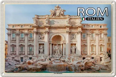 Produktbild von Blechschild Reise Rom Italien Trevi Brunnen Skulptur 30x20cm