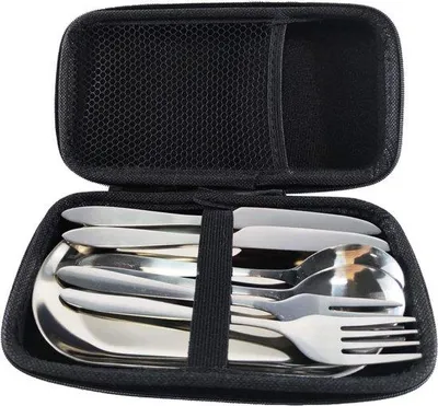 Produktbild von Famanu Campingbesteck Set - Tragbar, Edelstahl, Ideal für Outdoor-Aktivitäten