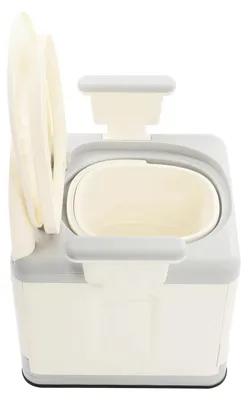 Obrázok produktu pre Prenosná toaleta – toaletná stolička pre seniorov – skladateľná toaletná stolička – nosnosť do 150 kg – s vekom – plastová – béžová