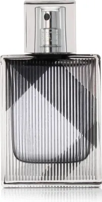 A close-up studio shot of a bottle of Burberry Brit Men eau de Toilette.