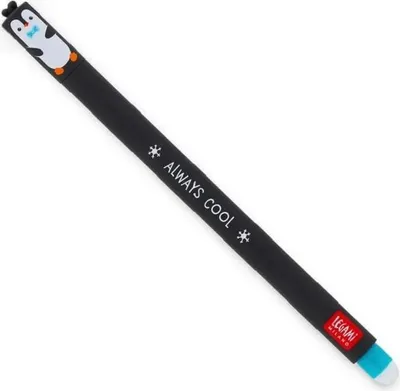 Produktbild von Legami - Radierbarer Gelschreiber, Kugel am Ende zum Entfernen von blauer Tinte, wärmeempfindlich, Durchmesser der Spitze 0,7 mm - Thema Pinguin
