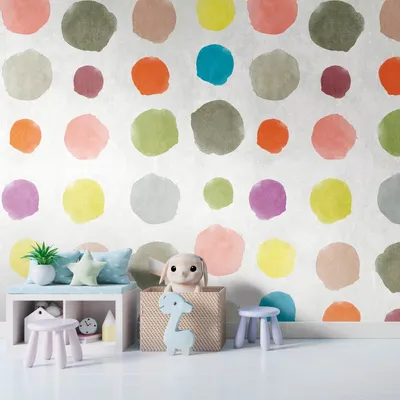Produktbild von A.S. Creation Livingwalls Fototapete The Wall 382941 Eine Rolle Ein Motiv 1.59 x 2.80 m Punkte Kreise Bunt