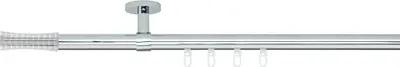 Produktbild von SN Deco Gardinenstange Innenlauf Nancy, 19 mm, 1-läufig, Stahl, Komplett-Set mit Ringen, Profildeckentrager, 480 cm, edelstahl optik