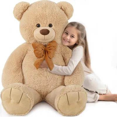 Image de Ours en peluche géant, 120 cm, taille XXL, ours câlin, animal en peluche, en tissu, couleur marron