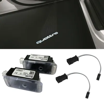Original Audi Qauttro LED Einstiegsbeleuchtung Tür Logo + Adapter für viele Audi – Produktansicht