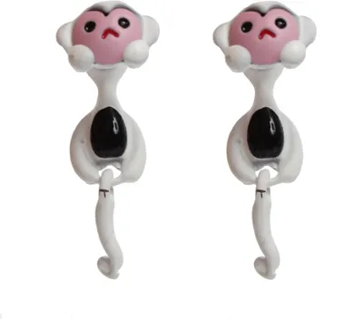Produktbild von 3D Affen Ohrstecker Ohrringe in der Farbe Weiß Rosa