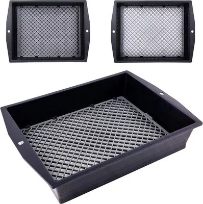 Produktbild von Garten-Sieb, 2-in-1, quadratisch, einstellbar, Kunststoff, schwarz, 36cm