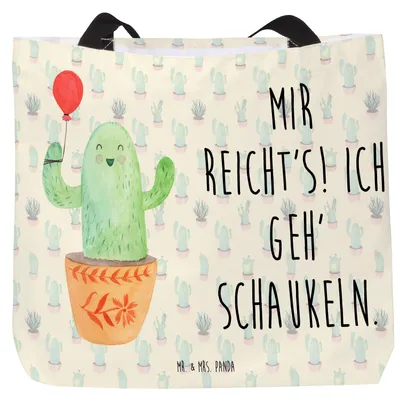 Produktbild von Mr. & Mrs. Panda Reisetasche Kaktus Luftballon - Kaktus Grün - Geschenk, Kakteen, Schultasche, Büro, Ausbildung, Strandtasche, Tasche, Laptoptasche, Tote Bag, Freundin