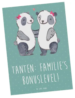 Produktbild von Mr. & Mrs. Panda Postkarte Tante Bonuslevel - Meeresbrise - Geschenk, bildkarte, Anekdoten, Verwandte, herzerwärmende Sprüche, Postkarten, emotional, Geschenke, Nichte